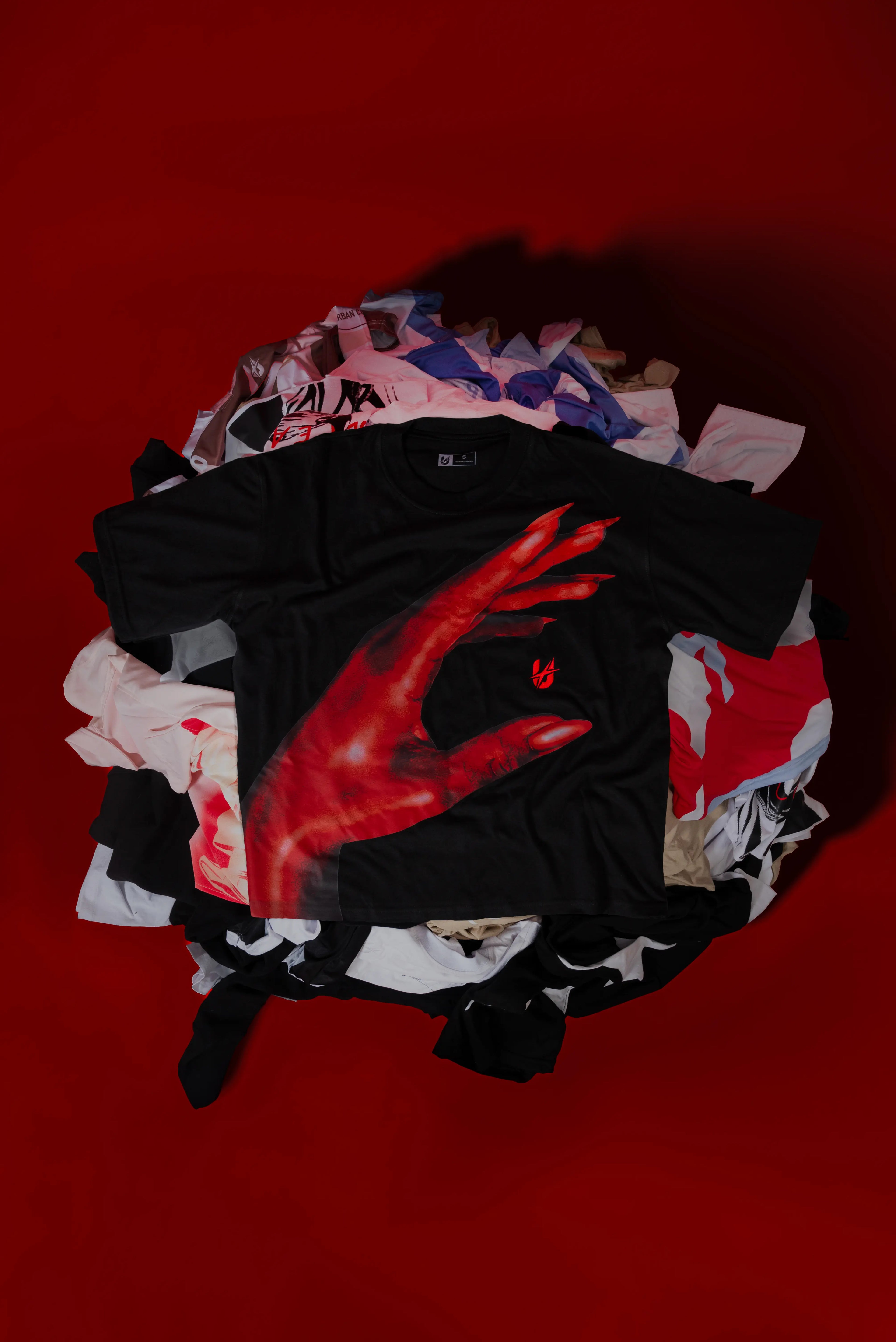 Black T-shirt Red Hand